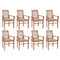 Dining Chairs 8 pcs with Beige Cushions Solid Teak Wood