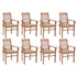 Dining Chairs 8 pcs with Beige Cushions Solid Teak Wood