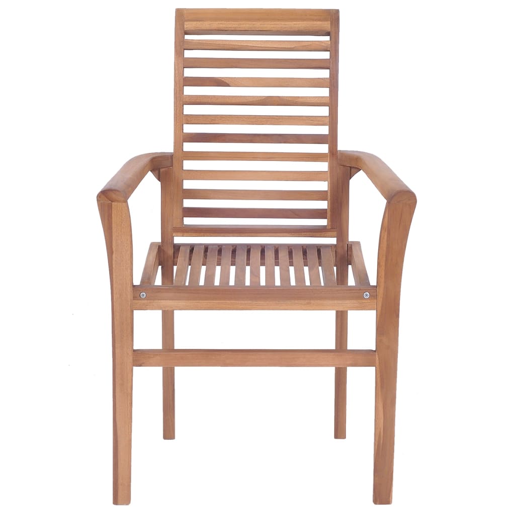 Dining Chairs 8 pcs with Beige Cushions Solid Teak Wood