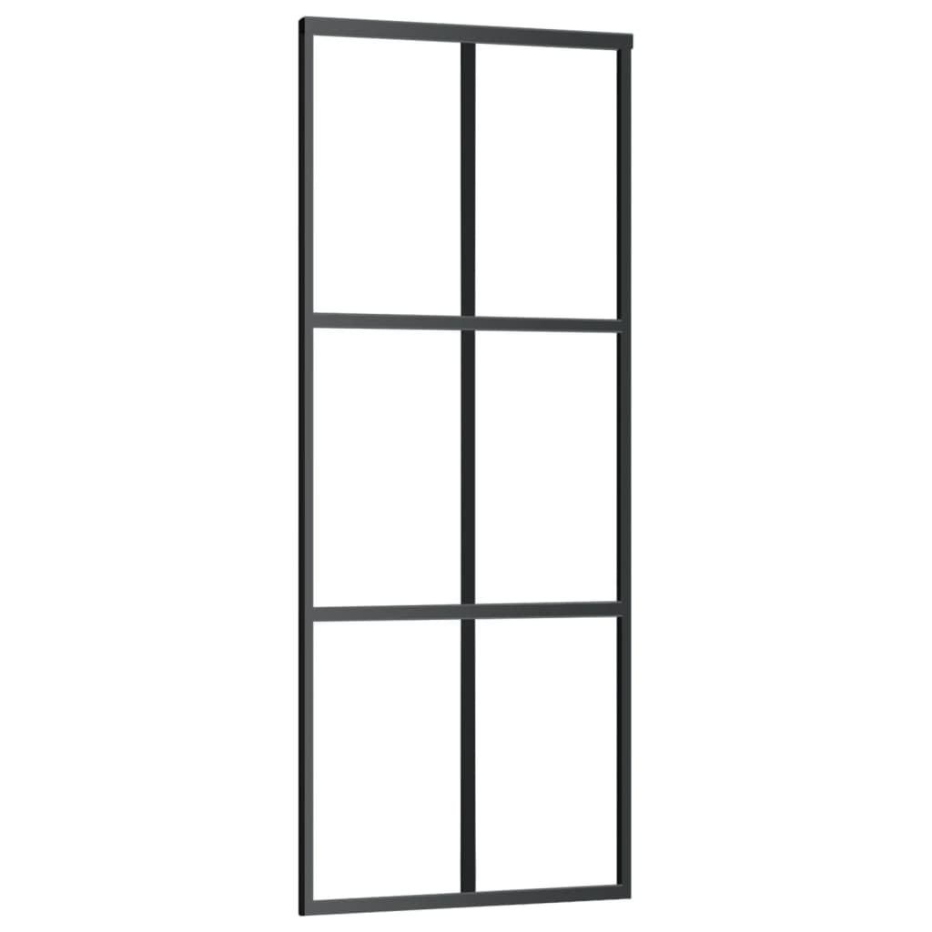 Sliding Door ESG Glass and Aluminium 76x205 cm Black