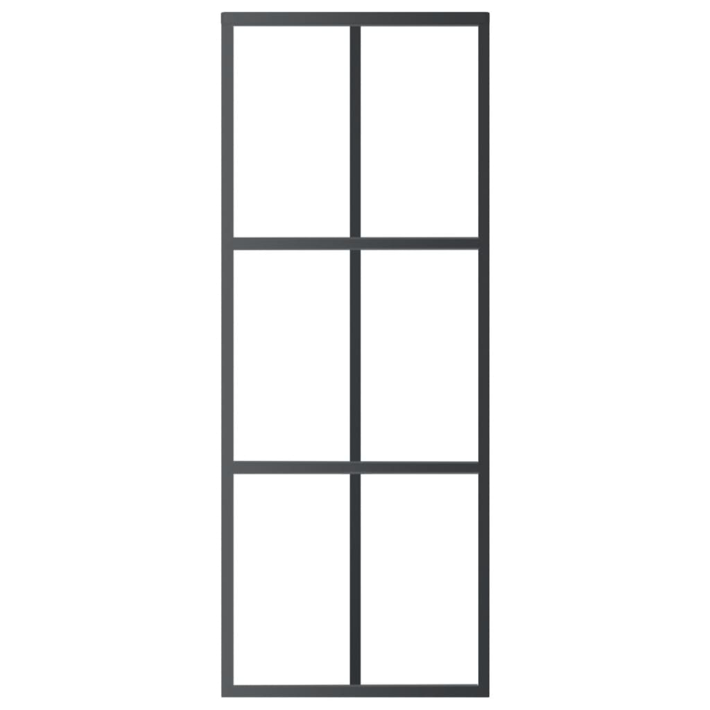 Sliding Door ESG Glass and Aluminium 76x205 cm Black