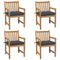 Garden Chairs 4 pcs with Anthracite Cushions Solid Teak Wood