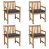 Garden Chairs 4 pcs with Anthracite Cushions Solid Teak Wood