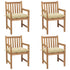 Garden Chairs 4 pcs with Cream White Cushions Solid Teak Wood