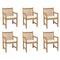 Garden Chairs 6 pcs with Cream Cushions Solid Teak Wood