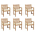 Garden Chairs 6 pcs with Cream Cushions Solid Teak Wood