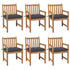 Garden Chairs 6 pcs with Anthracite Cushions Solid Teak Wood