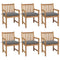 Garden Chairs 6 pcs with Grey Cushions Solid Teak Wood