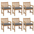 Garden Chairs 6 pcs with Grey Cushions Solid Teak Wood