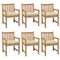 Garden Chairs 6 pcs with Cream White Cushions Solid Teak Wood