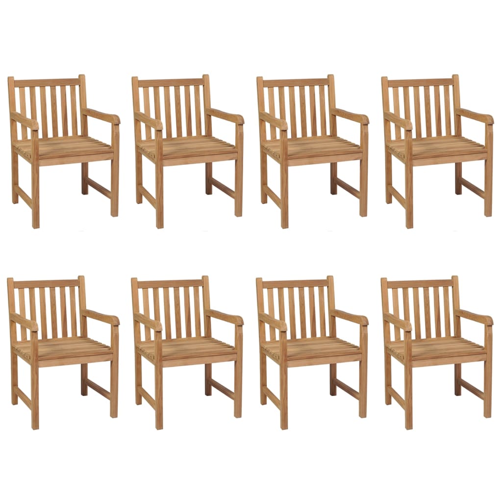 Garden Chairs 8 pcs with Anthracite Cushions Solid Teak Wood