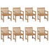 Garden Chairs 8 pcs with Cream White Cushions Solid Teak Wood