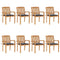 Stacking Garden Chairs with Cushions 8 pcs Solid Teak Wood