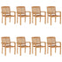 Stacking Garden Chairs with Cushions 8 pcs Solid Teak Wood