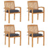 Stacking Garden Chairs with Cushions 4 pcs Solid Teak Wood