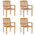 Stacking Garden Chairs with Cushions 4 pcs Solid Teak Wood