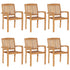 Stacking Garden Chairs with Cushions 6 pcs Solid Teak Wood