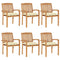 Stacking Garden Chairs with Cushions 6 pcs Solid Teak Wood