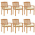 Stacking Garden Chairs with Cushions 6 pcs Solid Teak Wood