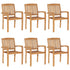 Stacking Garden Chairs with Cushions 6 pcs Solid Teak Wood