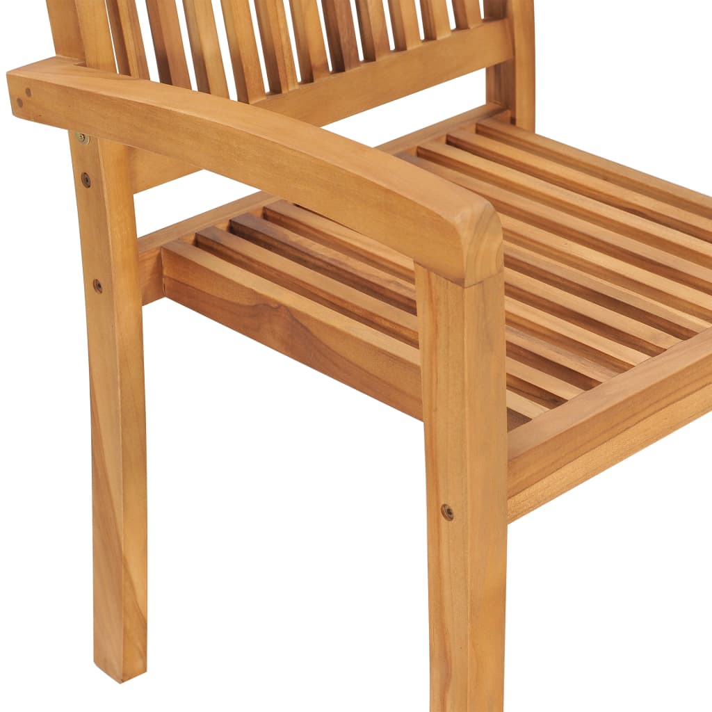 Stacking Garden Chairs with Cushions 6 pcs Solid Teak Wood