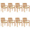 Stacking Garden Chairs with Cushions 8 pcs Solid Teak Wood