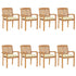 Stacking Garden Chairs with Cushions 8 pcs Solid Teak Wood