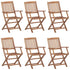 Folding Garden Chairs 6 pcs with Cushions Solid Acacia Wood