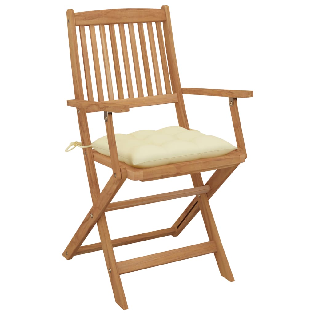 Folding Garden Chairs 6 pcs with Cushions Solid Acacia Wood