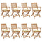 Folding Garden Chairs 8 pcs with Cushions Solid Acacia Wood