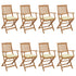 Folding Garden Chairs 8 pcs with Cushions Solid Acacia Wood