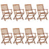 Folding Garden Chairs 8 pcs with Cushions Solid Acacia Wood