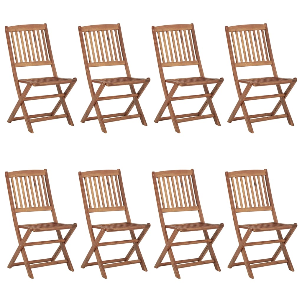 Folding Garden Chairs 8 pcs with Cushions Solid Acacia Wood