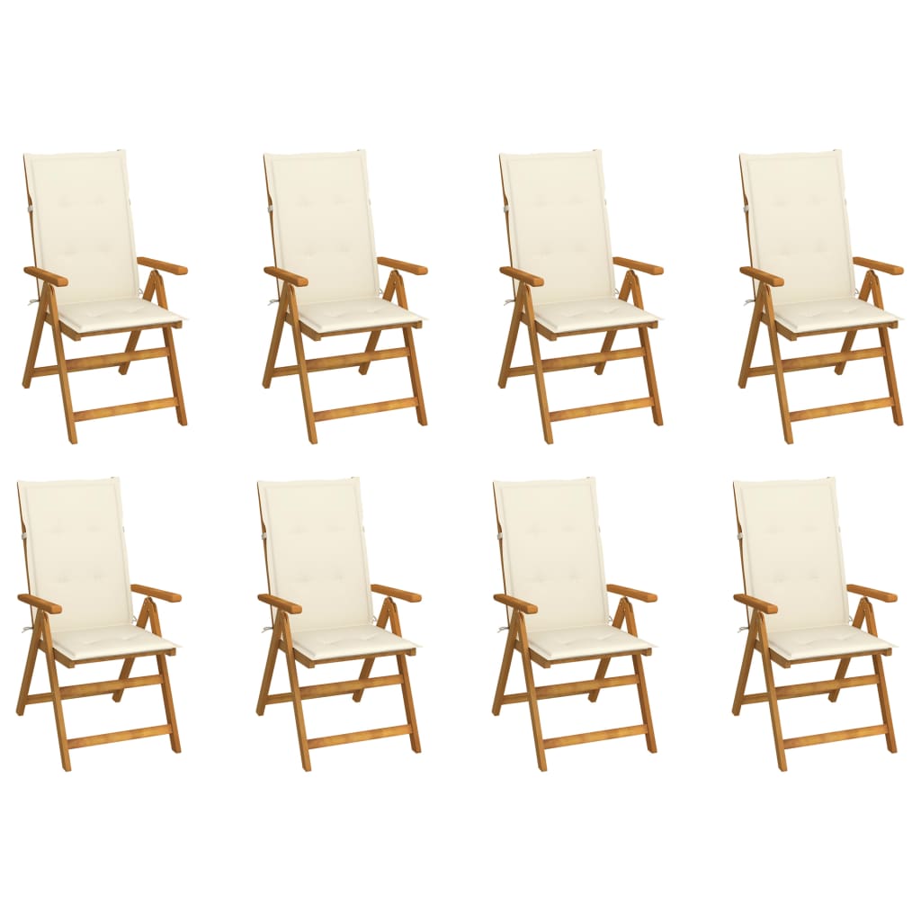 Folding Garden Chairs with Cushions 8 pcs Solid Wood Acacia