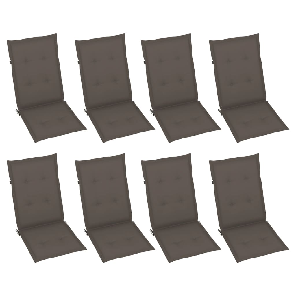 Garden Reclining Chairs with Cushions 8 pcs Grey Solid Wood Acacia