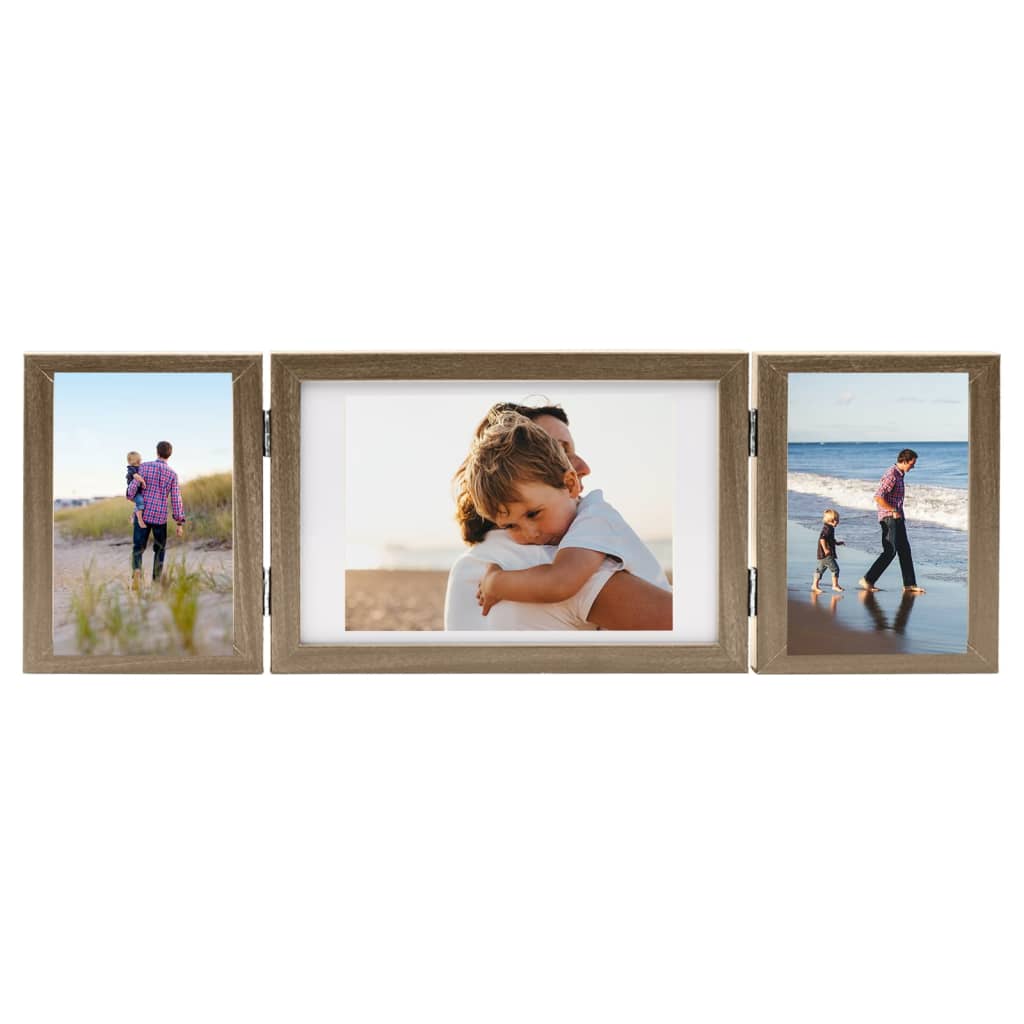 Trifold Photo Frame Collage Light Brown 28x18 cm+2x(13x18 cm)