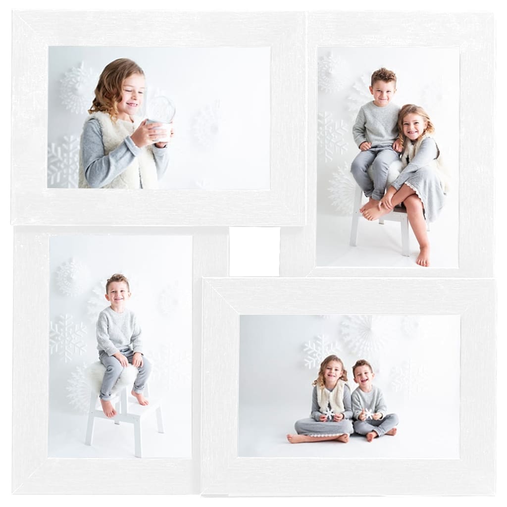 Collage Photo Frame for 4x(13x18 cm) Picture White MDF