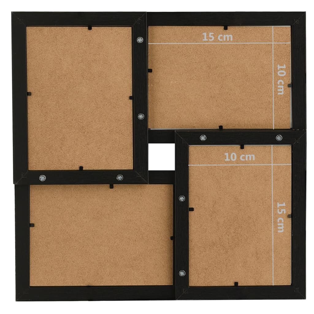 Collage Photo Frame for 4x(10x15 cm) Picture Black MDF