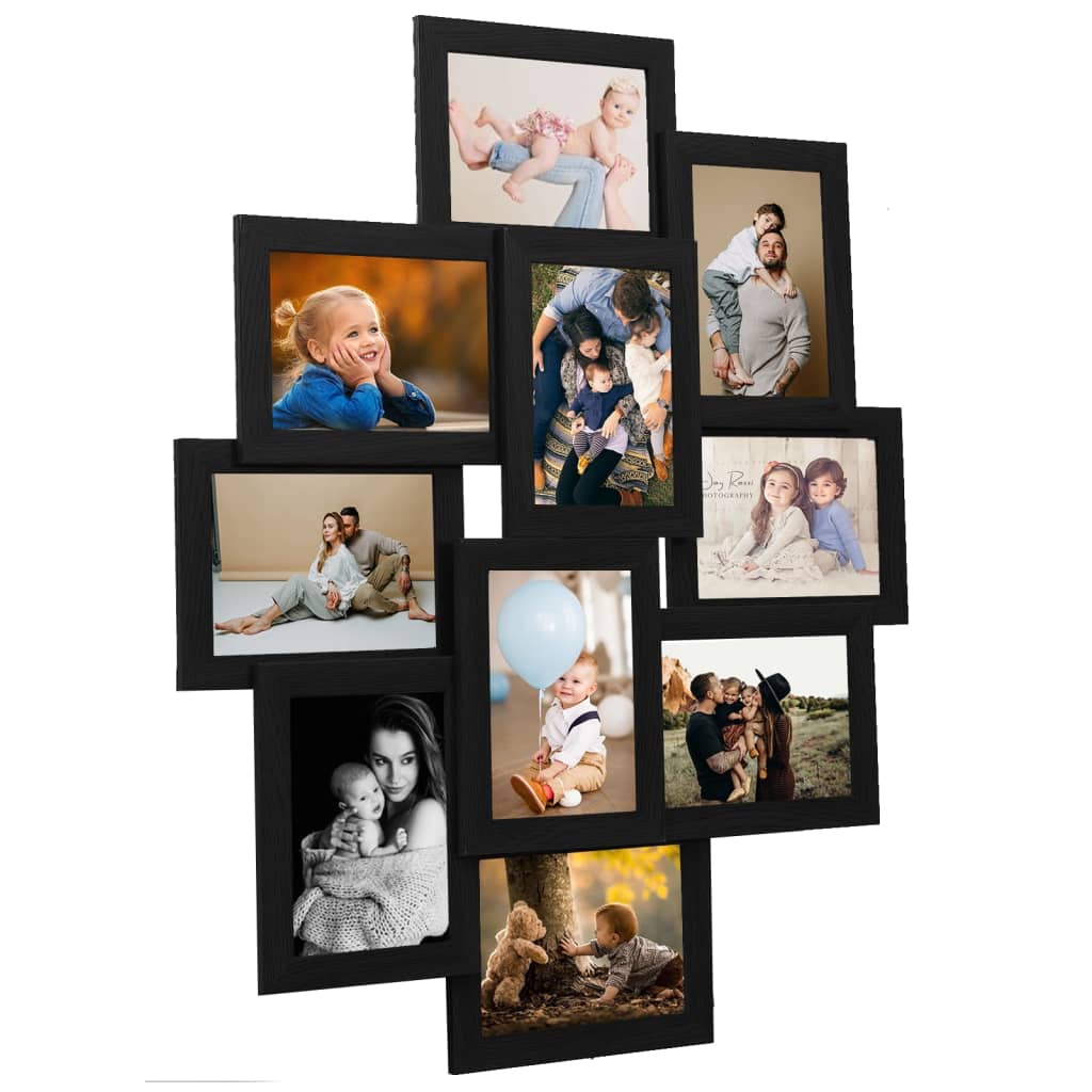 Collage Photo Frame for Picture 10 pcs 10x15 cm Black MDF