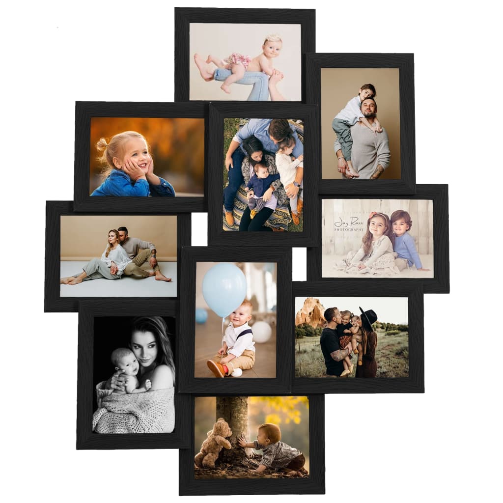 Collage Photo Frame for Picture 10 pcs 10x15 cm Black MDF