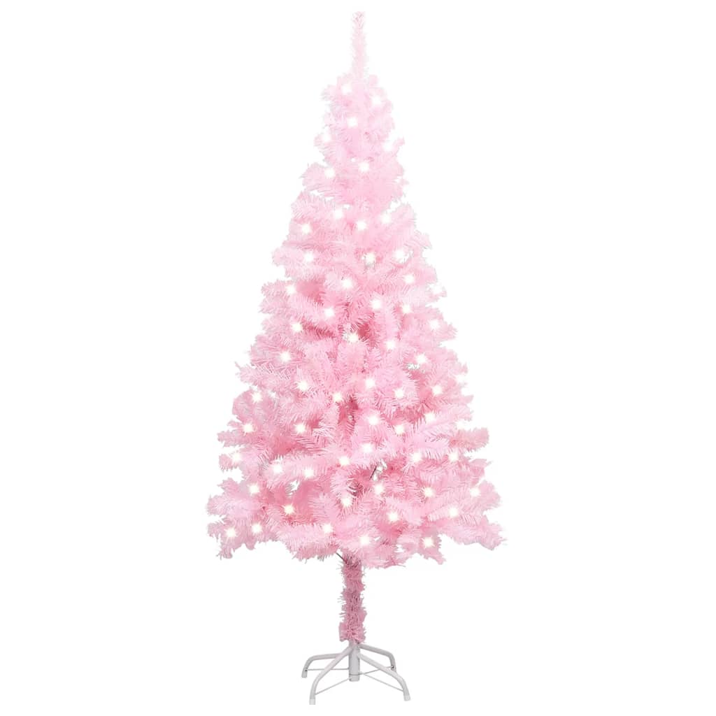 Artificial Pre-lit Christmas Tree with Stand Pink 120 cm PVC