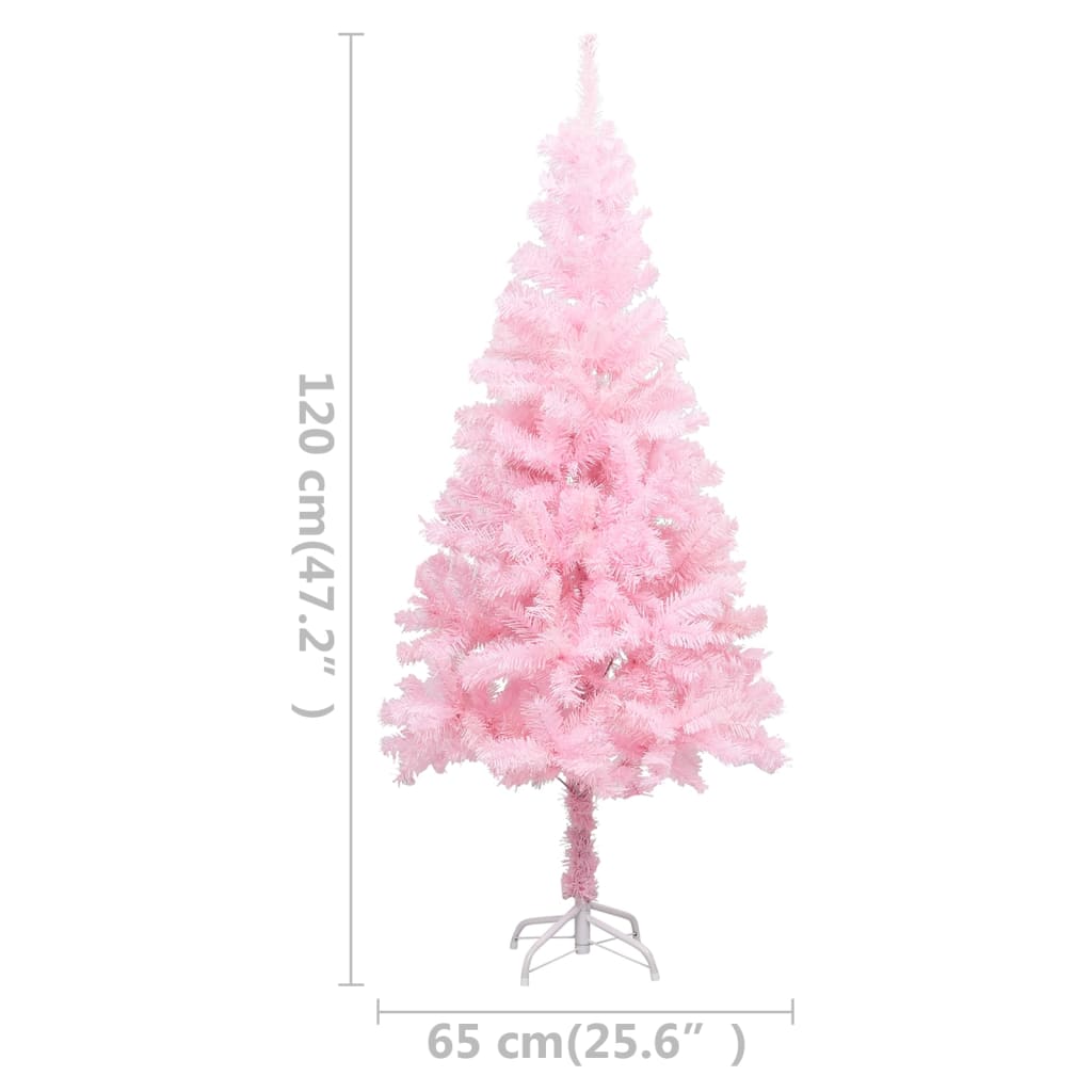 Artificial Pre-lit Christmas Tree with Stand Pink 120 cm PVC