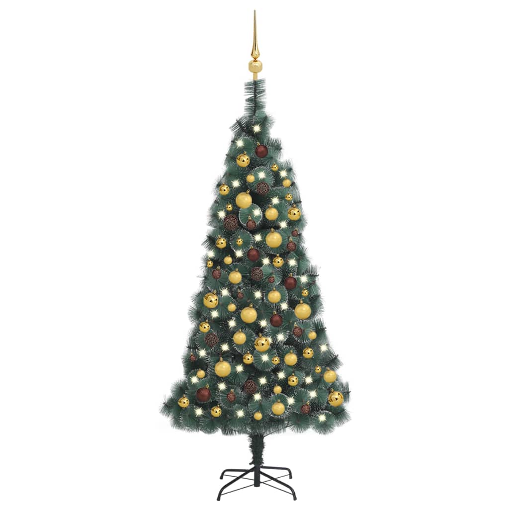 Artificial Christmas Tree LEDs&Ball Set Green 150 cm PVC&PE