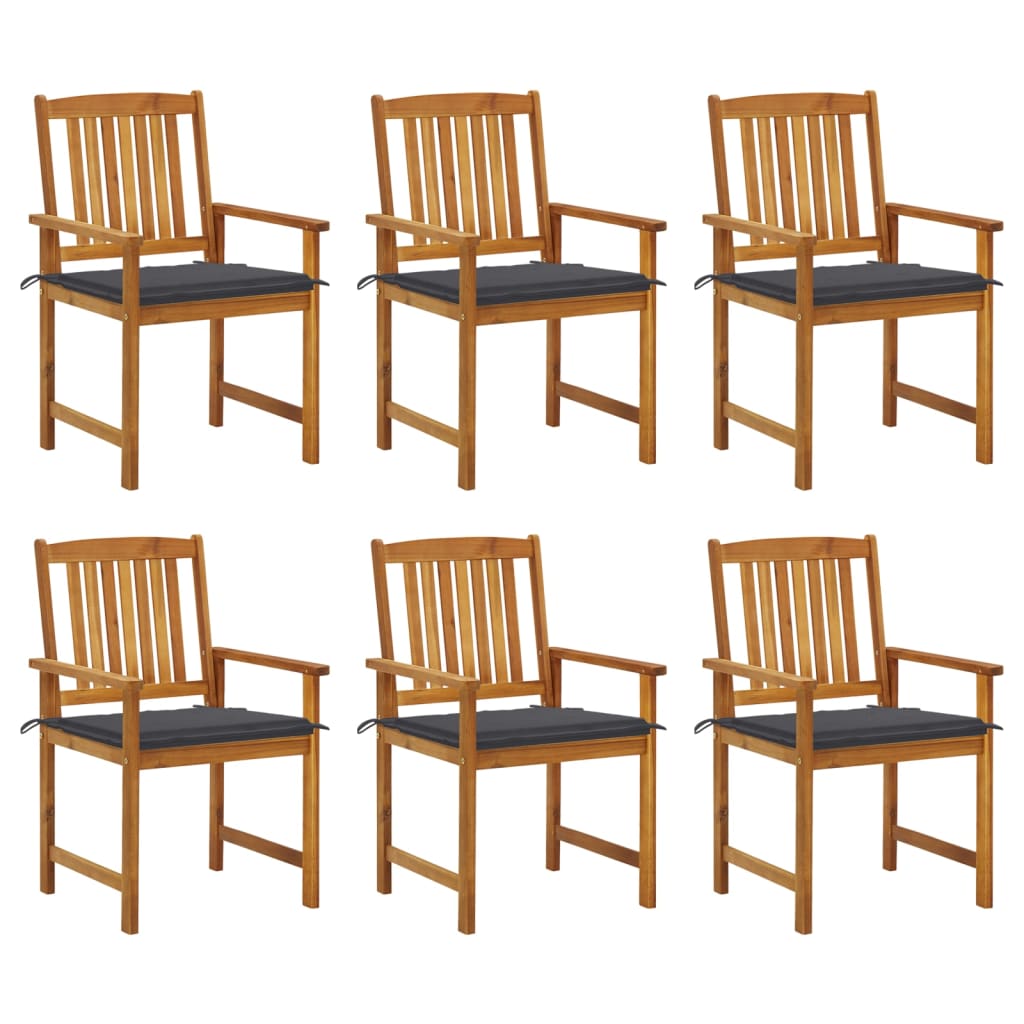 Garden Chairs with Cushions 6 pcs Solid Wood Acacia