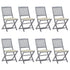 Folding Outdoor Chairs 8 pcs with Cushions Solid Acacia Wood