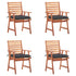 Outdoor Dining Chairs 4 pcs with Cushions Solid Acacia Wood