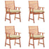 Outdoor Dining Chairs 4 pcs with Cushions Solid Acacia Wood