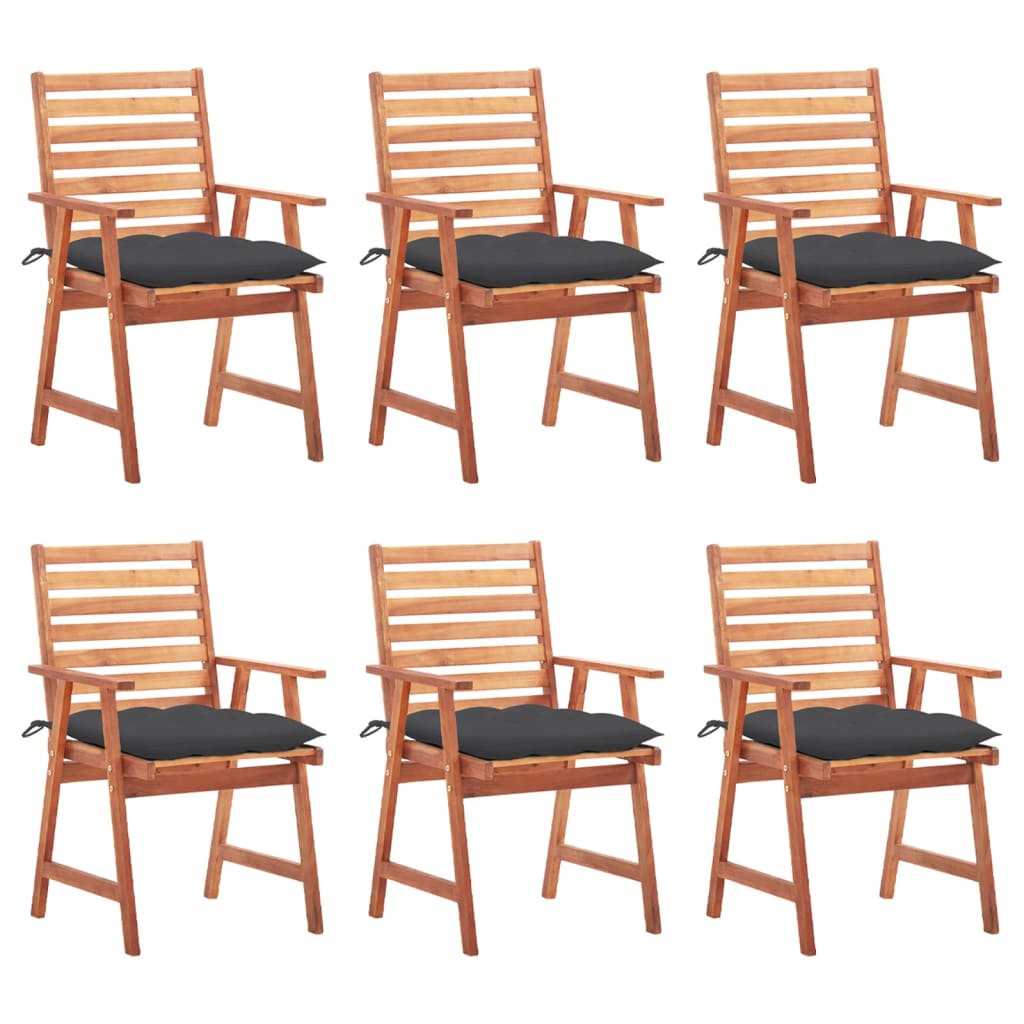 Outdoor Dining Chairs 6 pcs with Cushions Solid Acacia Wood