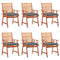 Outdoor Dining Chairs 6 pcs with Cushions Solid Acacia Wood