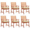 Outdoor Dining Chairs 6 pcs with Cushions Solid Acacia Wood